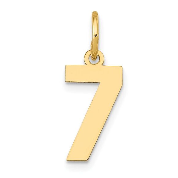 14k Yellow Gold, Athletic Collection, Small Polished Number 7 Pendant - Picture 1 of 5